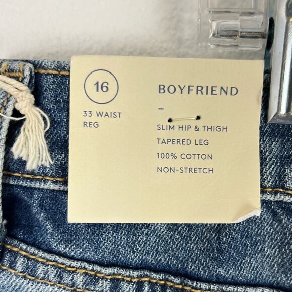 Universal Thread Boyfriend Jeans Slim Hip Thigh Tapered Leg Crop Rolled 16 Reg - Picture 4 of 6